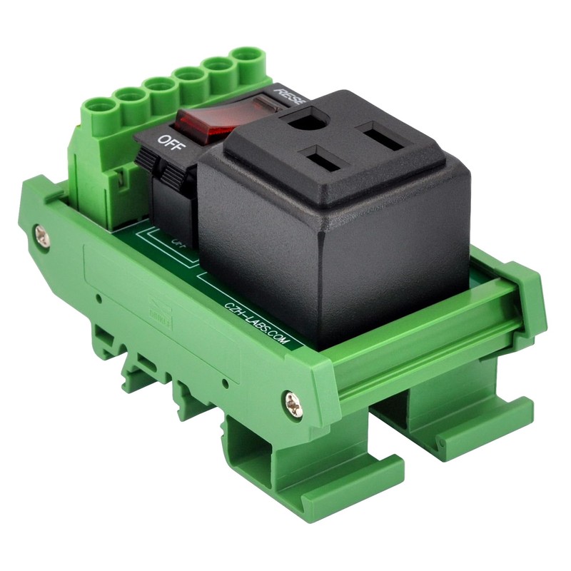 DIN Rail Mount AC 120V NEMA 5-15R Receptacle Outlet Power