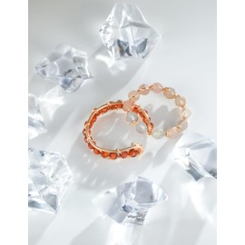 Melhill Stackable Gemstone Rings Garnet Moonstone Adjustable Gold-plated Open Band Boho Everyday Wear Jewelry for Women