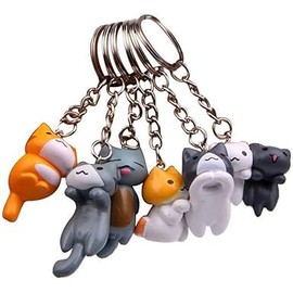 GANPUB 1Pc Random pattern Kitten Key Chain Couple Gift Fashion Lucky Cat Keychain Random Pendent Charm PVC Key Ring Cartoon Bag Pendant, Car Keychains, Car Accessories