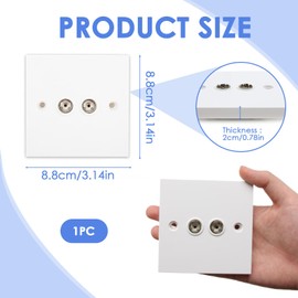 TV Aerial Socket Plate,Double FM Coaxial Satellite Wall Socket Cable Faceplate Outlet Cover for Television Radio Connections(Dual 2 Gang White)