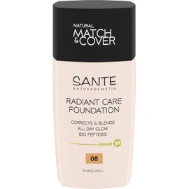 SANTE Naturkosmetik Radiant Care Foundation 08 Golden Bronze, Vegan Foundation with Organic Peptides and High-Quality Oils, for Radiant Skin, Nourishing and Sustainable Formula, 30 ml
