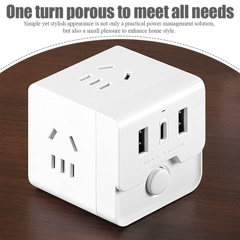 Power Strip with USB, Cube Charging Station Protector, Power Outlet