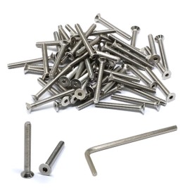 iexcell 50 Pcs M4 x 35mm Thread Pitch 0.7 mm Stainless Steel 304 Hex Socket Flat Head Cap Screws Bolts Kit