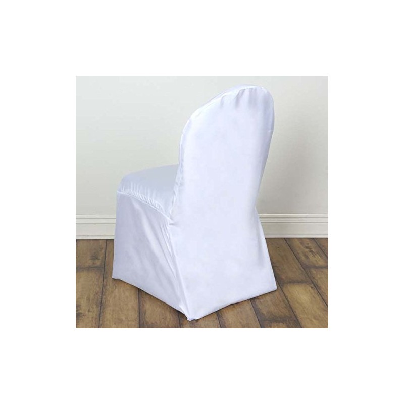 TABLECLOTHSFACTORY White Polyester Banquet Chair Covers
