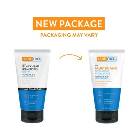 Acne Free Salicylic Acid Exfoliating Face Scrub, 2% BHA Blackhead Remover & Acne Treatment, Deep Cleanse with Charcoal & Jojoba Beads, Gentle Exfoliation with Ginger & Oats, 5 Ounce
