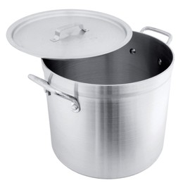 Crestware Aluminum Stock Pot with Lid, 50 quart, Silver