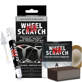 Wheel Scratch Fix – Light Silver Rim Touch Up Paint Kit, Alloy Wheel Scratch Repair, Curb Rash Repair Kit, Rim Touch Up Pen, Universal Wheel Paint, DIY Alloy Rim Repair (Light Silver)