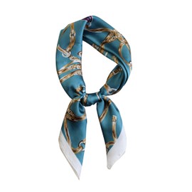 BRMM MIA 70cm x 70cm Silk Feeling Scarf Medium Square Satin Head Neck Scarf for Women Hair Sleeping at Night (Teal Blue)