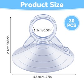 30 PCS Car Glass Windshield Sunshade Suction Cups, Clear Plastic Suction Cups with Loops Pull Ring Sun Visor Suctions Cup Aquarium Pipe Suctions Cup Clear SuctionCups with Loops for Kitchen Bathroom