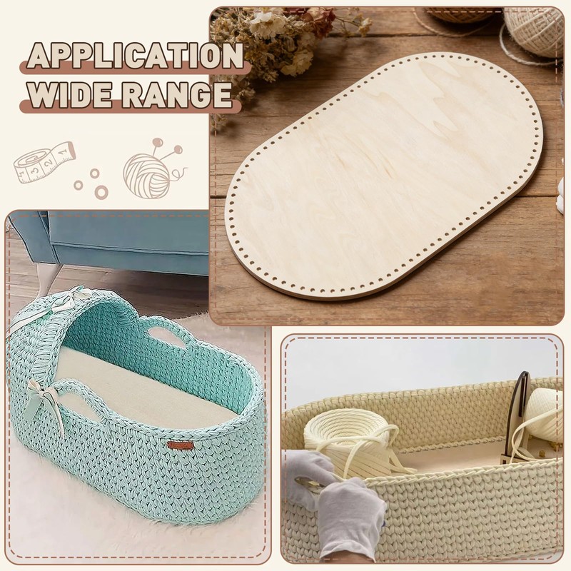 Moses Basket Wooden Base 10mm Hole, HSSZXFR Oval Shape Moses