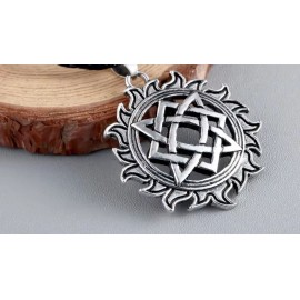 Fashion Jewelry big OCCULT SUN STAR SYMBOL VIKING Pendant on 24" 925 Plated Silver Necklace Men