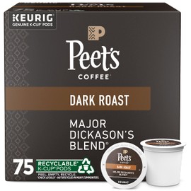 Peet's Coffee, Dark Roast Keurig K-Cup Pods - Major Dickason's Blend 75 Count (1 Box of 75 Pods)