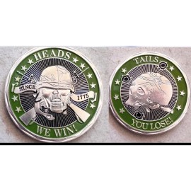 * HEADS WE WIN TAILS YOU LOSE SNIPER ARMY NAVY AIR FORCE CHALLENGE COIN