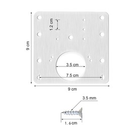 Stainless Steel Hinge Repair Plate, 6 Pieces Kitchen Hinge Repair Plates with 24 Pieces Screws, 9 x 9 cm Kitchen Hinge Repair Kit Door Cabinet Furniture Drawer Window
