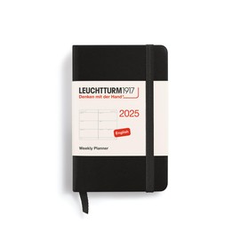 LEUCHTTURM1917 370674 Weekly Planner 2025, Mini A7 Hardcover - 12 Month Planner, Lined - Black, English