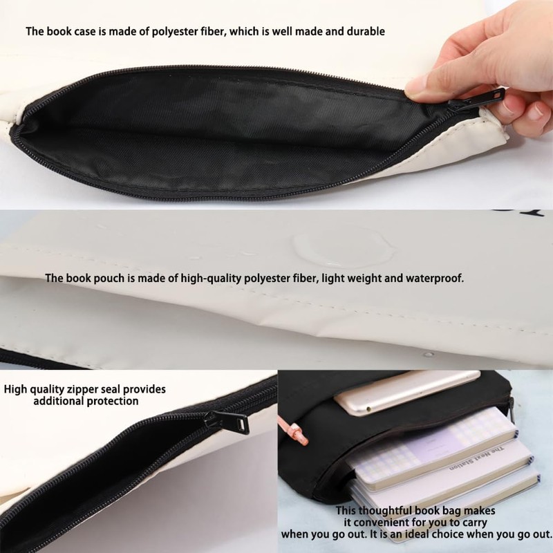 HOLLP Alphabet Black Book Cover A/C/J/K/M/Letter Initial Waterproof Zipper PouchInitial