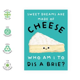 Central 23 Funny Cards For Mum Dad Him Her - Food Pun Humour - 'Sweet Dreams Are Made Of Cheese' - Humorous Birthday Cards For Men Women - Gifts For Him Her - Comes With Fun Stickers