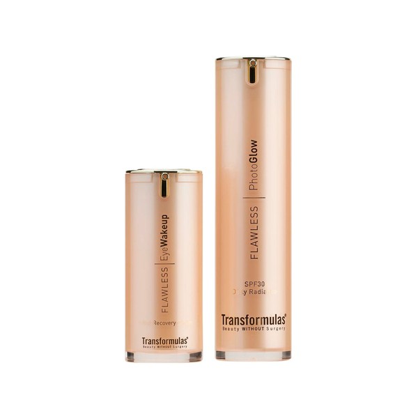 Transformulas Flawless PhotoGlow 50 ml & Eye Wake Up Rapid Recovery 17.5 ml 15 Day Result Set, Reduces Puffiness and Dark Circles, Daily Use