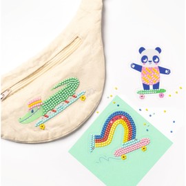 folia 31803 Diamond Painting Set Skate, Stickers with Skateboard Motifs and Accessories, Craft Set for Designing Stickers with Rhinestones