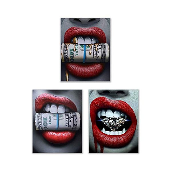 Red Lips Photos- Set of 3 (8 inches x 10