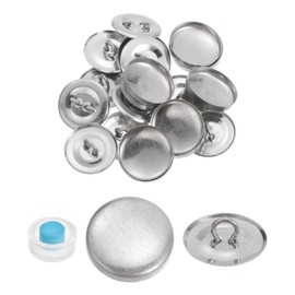 HARFINGTON 10 Sets Self Cover Button Kit 30L 0.75" 19mm with Wire Backs Aluminum Buttons to Cover Fabric Button Maker Covered Buttons Kit with Tools for DIY Cloth Home Decor Sewing