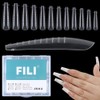 120 Pcs Clear Dual Nail Foam,Long Ballerina Coffin Polyester Nail