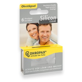 OHROPAX - SILICON CLEAR - Ohrstöpsel -1 er Pack (6 Stück )- Wiederverwendbare Vor-Ohr-Stöpsel aus hautfreundlichem Silikon - Zum Schutz vor Wasser beim Schwimmen, vor Lärm und Wind