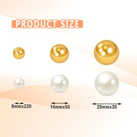 ORIKASO 300Pcs Vase Filler Ivory and Golden Yellow No Hole Faux Pearl Beads for Vase Filling Decorations, Candle Centerpieces, Wedding Centerpieces, Home Party Decor (8/14/20mm)