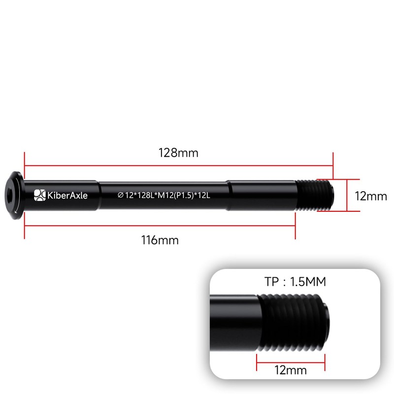 KiberAxle 12mm Thru Axles for Bike Forks and Rear Shock,