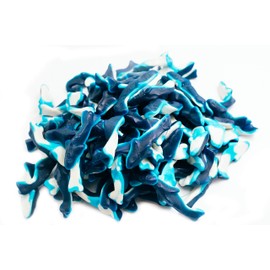 Gummy Sharks Candy - 2 LB Resealable Stand Up Candy Bag - Blue and White Sharks - Blue Raspberry Flavor - Novelty Candy - Bulk Filler Candy for Parties and Holidays