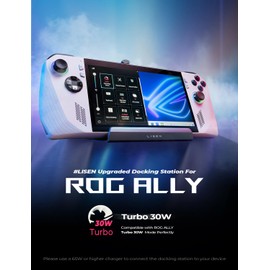 LISEN Docking Station for ASUS ROG ALLY X & Steam Deck & Lenovo Legion GO, Dual Cooling Fan [Zero Distraction] ROG ALLY Dock Station with 4K@60Hz,USB 3.0*3, PD100W and Ethernet Fit For Steam Deck OLED