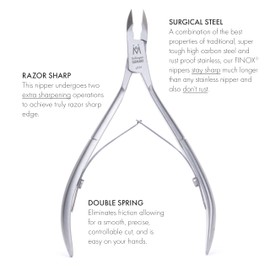 GERMANIKURE Professional Cuticle Nipper in Leather Case, Double Sharpened, Single Spring, Ethically Made in Solingen Germany