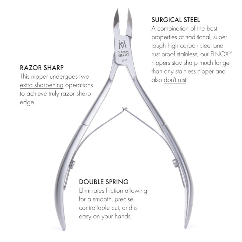 GERMANIKURE Professional Cuticle Nipper in Leather Case, Double Sharpened, Single