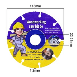 2 pieces saw blade for angle grinder, wood cutting disc, angle grinder, cutting disc, wood flex disc, 115 mm for multi wheel cutting disc, carbide flex disc for wood, plywood, rubber, plastics