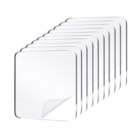 Cretty-Meet 10 PCS 2.4" Clear Double Sided Adhesive Pads for Mounting, Waterproof Sticker Strong Heavy Duty Square Sticky Patch Walls Hanging Nano Gel Tape for DIY Craft Home Office