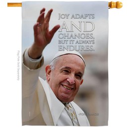 Enduring Joy Pope Francis Wall Art Decor Room Canvas Quote Memorabilia Portrait Fabric Sign Textile Picture Print Catholic Decoration Yard Memorial Garden Cemetery Remembrance Religious Gifts