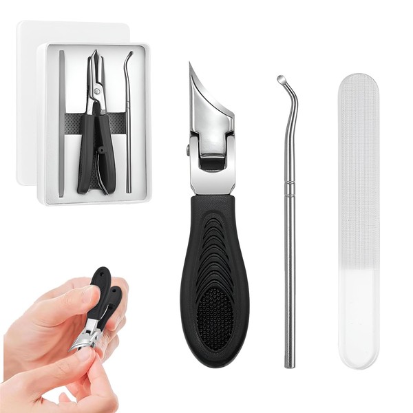 Schräger Nagelknipser mit Weiter Backenöffnung und Spritzschutz mit Nano-Nagelfeilen und