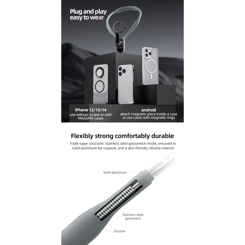 Honbobo MagSafe Magnetic Neck Mount Quick Release Neck Mount for