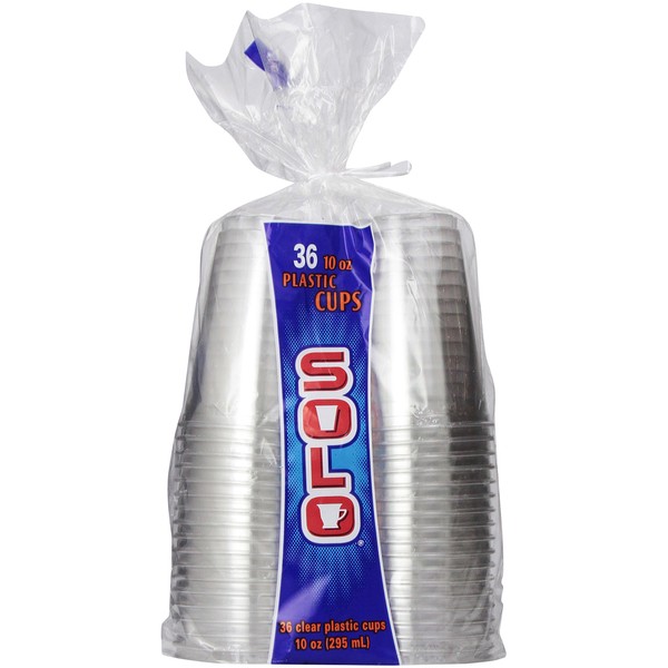 Solo Clear 10 Ounce Plastic Cups, 36 Count