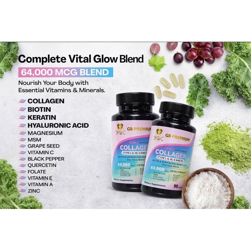 GB Premium Collagen 14 in 1 Complex Capsules, Type I