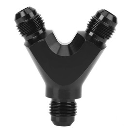 Y Adapter Block Coupler, Aluminum Alloy 3-Way Fitting Adapter Y Type AN6 6AN Male to 2X AN6 6AN Male Black