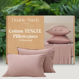 Double Stitch by Bedsure Pillowcases Standard Size Set of 2, Cotton Tencel Lyocell Pillow Cases, Cooling and Breathable, Envelope Closure Pillow Cases for Hot Sleepers, 20" x 26", Dusty Mauve