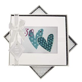 White Cotton Cards SSHA30G Age 30 Patterned Love Hearts Design Book