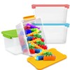Stackable Storage Bins with Lids, 4 Pack Small Plastic Cubby