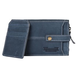 ALCRAFT Genuine Leather Wallet for Men with ATM Card Wallet, Bifold Wallet, Flip Wallet, Extra Card Holder, Slim Bifold Wallet Purse for Men Leather, Blue, Classic, Jeans Blue, Modern