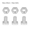 50 Pieces Aluminum Square Head Screw and Nut Set, M6X12