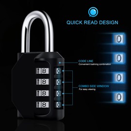 Diyife Combination Padlock, [2 Pack] 4 Digit Lock Combination, Padlock Weatherproof Outdoor for School Gym Locker, Shed, Fence, Hasp, Garage(Black & Blue)