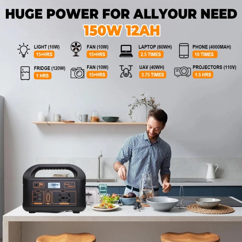 KEPEAK Portable 150W Power Station Solar Generator Backup Power LED