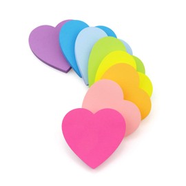 SIMONA Heart Shape Sticky Notes 8 Color Bright Colorful Sticky Pad 75 Sheets/Pad Self-Sticky Note Pads