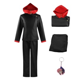 Yuuji Itadori Cosplay Costume For Men Anime Kaisen Jujutsu Costume Japanese School Uniform Tops Pants Outfits, Black, Medium